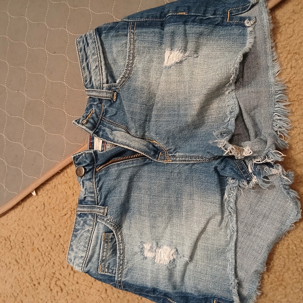 Cello Blue Vintage Jean Shorts with Distressed Details